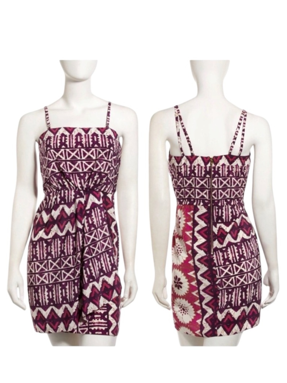 Yoana Baraschi x Anthropologie  Tribal Print Faux Wrap Mini Dress  Pink Red 8 - Picture 12 of 16